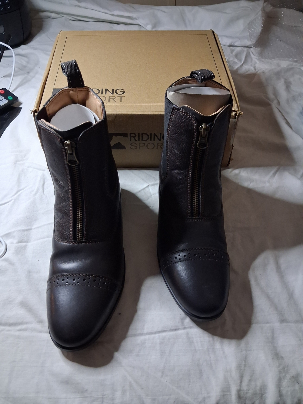 Riding Sport Women's Leather Zip Paddock Boots Chocolate Brown US 7.5 Box